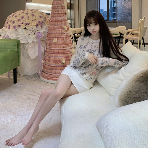 柔肉酱di*r招财蝴蝶马海毛桑蚕丝高级质感毛衣打底衫秋冬宽松