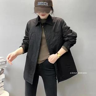 轻薄衬衫 夹棉休闲棉服上衣女文艺纯色休闲百搭薄棉衣潮F42