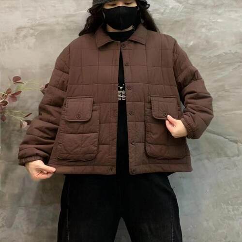 复古夹棉单排扣外套保暖棉衣