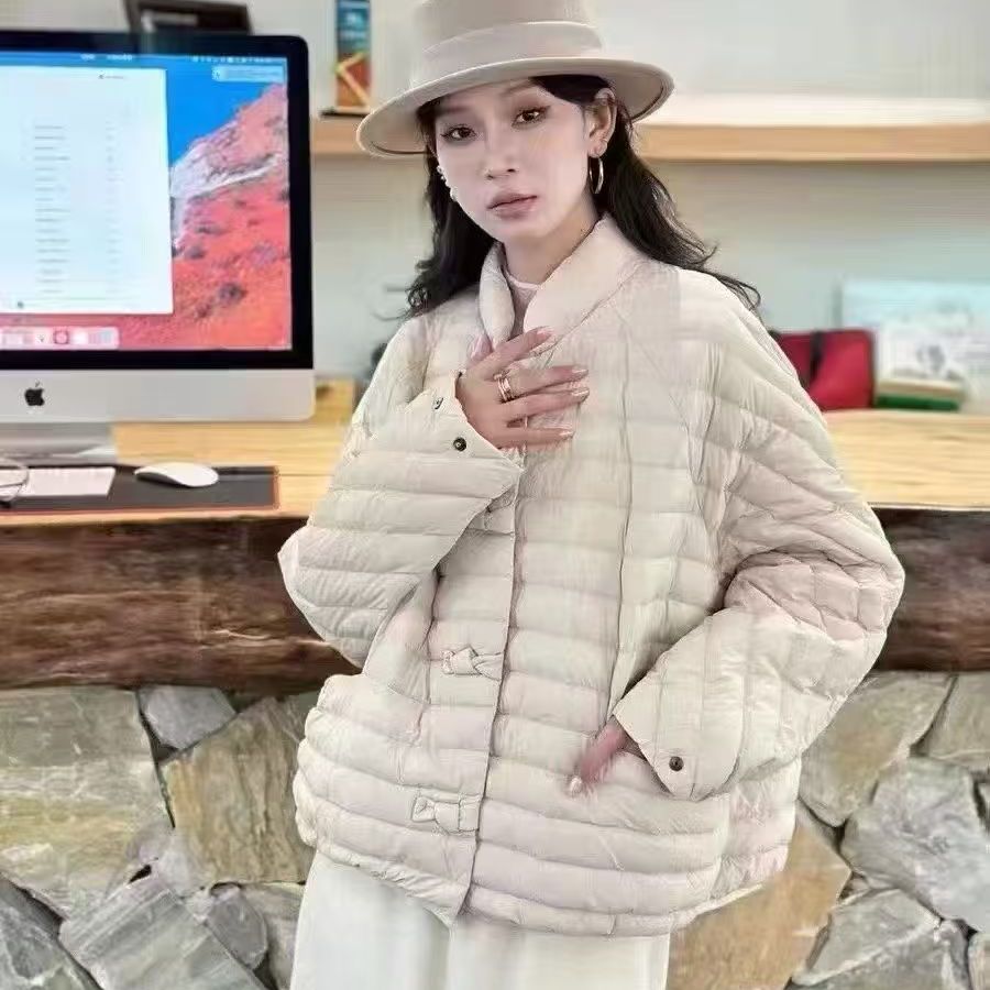 文艺纯色宽松百搭休闲小立领轻薄羽绒服女新款时尚国风上衣D11 13