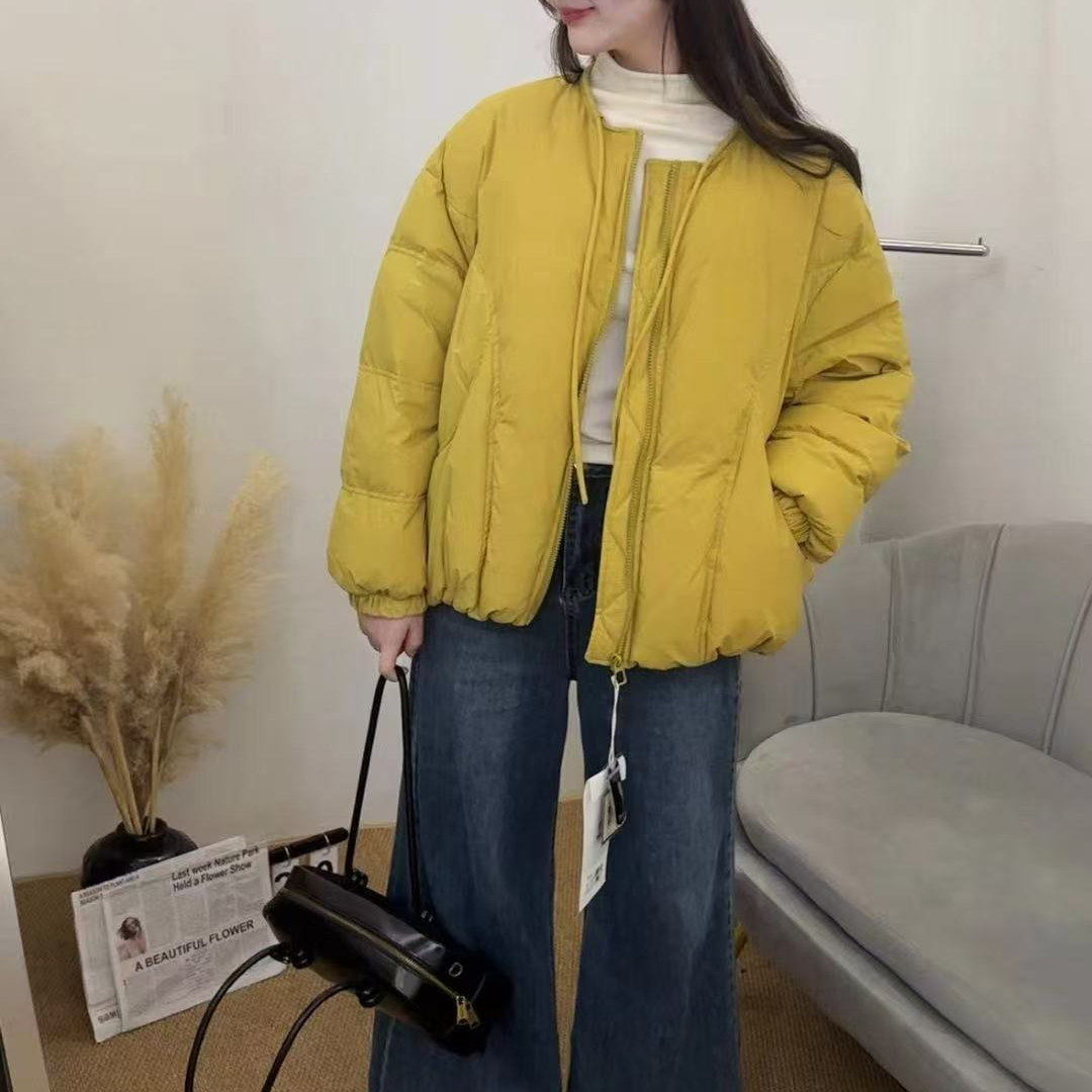 糖果系宽松百搭短款90白鸭绒外套冬季时尚纯色保暖羽绒服H12