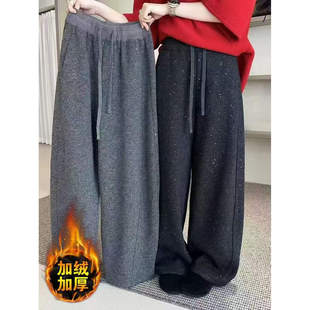 长裤 宽松显瘦卫裤 M23 大版 银河系撒银松紧抽绳加绒加厚休闲弯刀裤