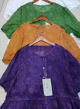 扎染百支蕾丝拼接单排扣休闲苎麻小衫文艺宽松百搭暗花衬衫J12