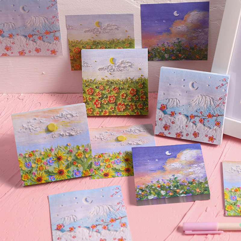 繁华似锦油画便利贴学生记事留言便签纸高颜值手账风景备忘便签本,文具电教/文化用品/商务用品,便签本/便条纸/N次贴,淘宝优惠券,粉丝福利购,淘宝优惠卷