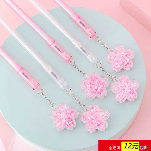 Розовые блестки для ногтей, подвеска, милая ручка-роллер для школьников