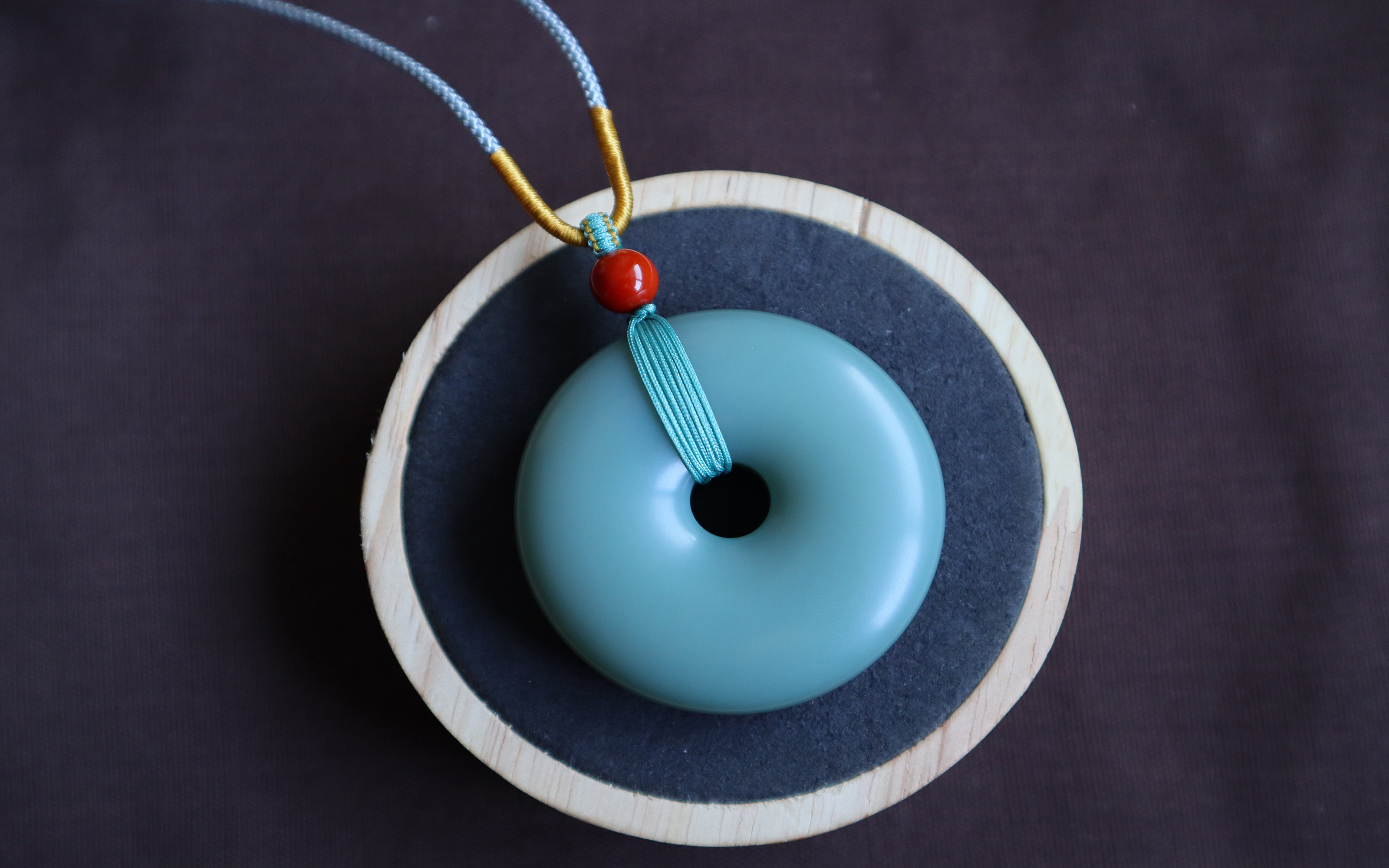 「已结缘欣赏」天然和田玉碧玉精品瓷蓝无结构平安扣