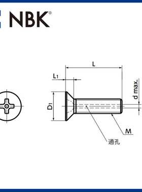 NBK SVFS 真空十字槽埋头小螺钉 省空间不锈钢通孔型 机械紧固件