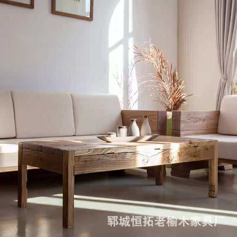 中式茶几榻榻米茶桌飘窗桌子老榆木实木炕桌新中式禅意阳台矮桌
