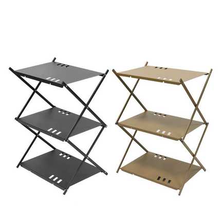 跨境爱丽客三重置物架铝合金拼接桌户外露营烧烤折叠桌架可折叠
