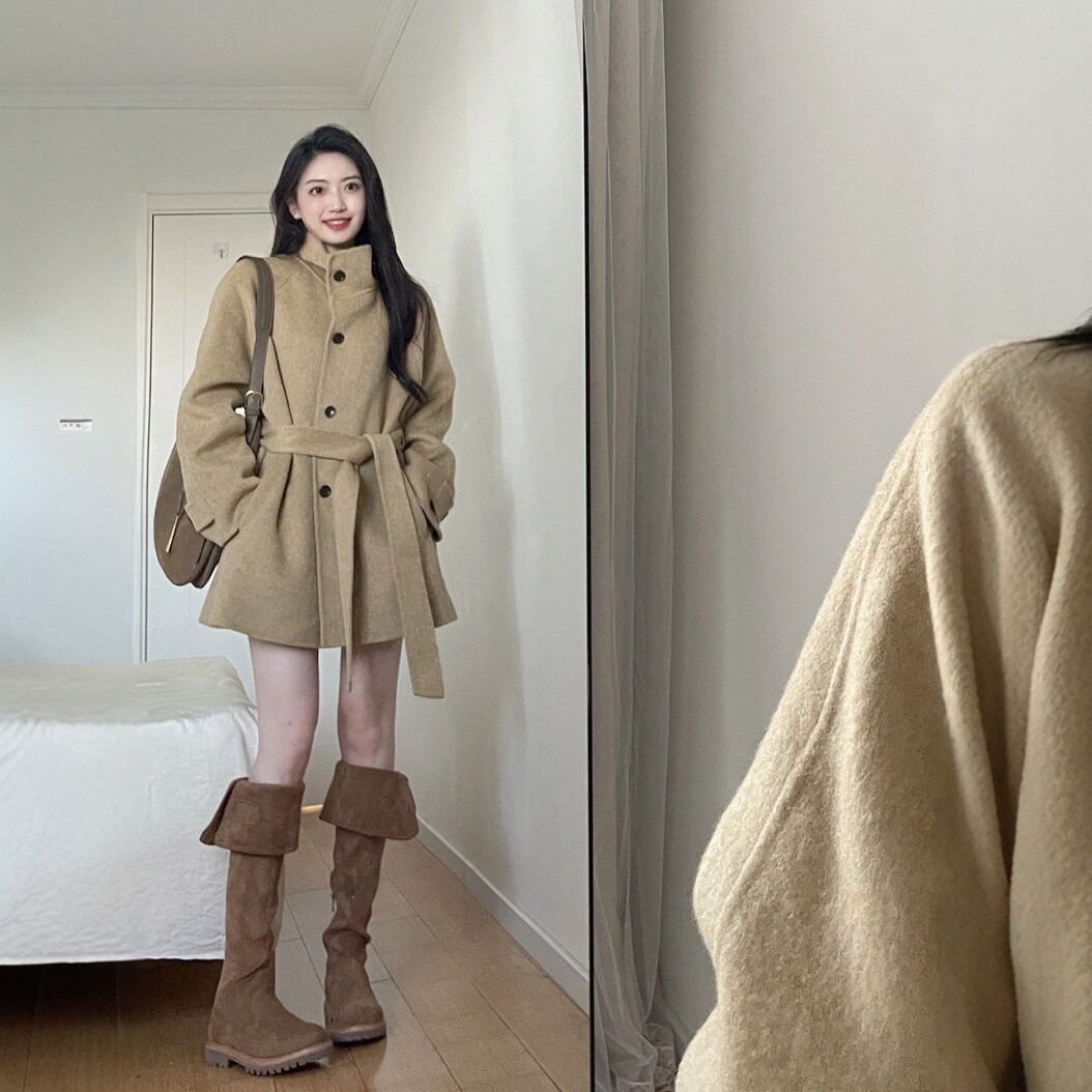 毛呢外套女秋冬韩版中长款气质显瘦高级感轻奢名媛小个子呢子大衣