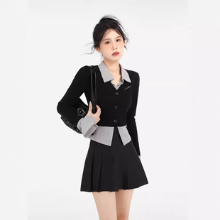 小众设计感韩版假两件上衣女洋气绝美轻奢高级感显瘦气质甜辣小衫