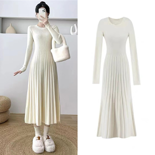 法式甜美温柔风针织连衣裙轻奢高级感女秋冬中长款修身显瘦毛衣裙