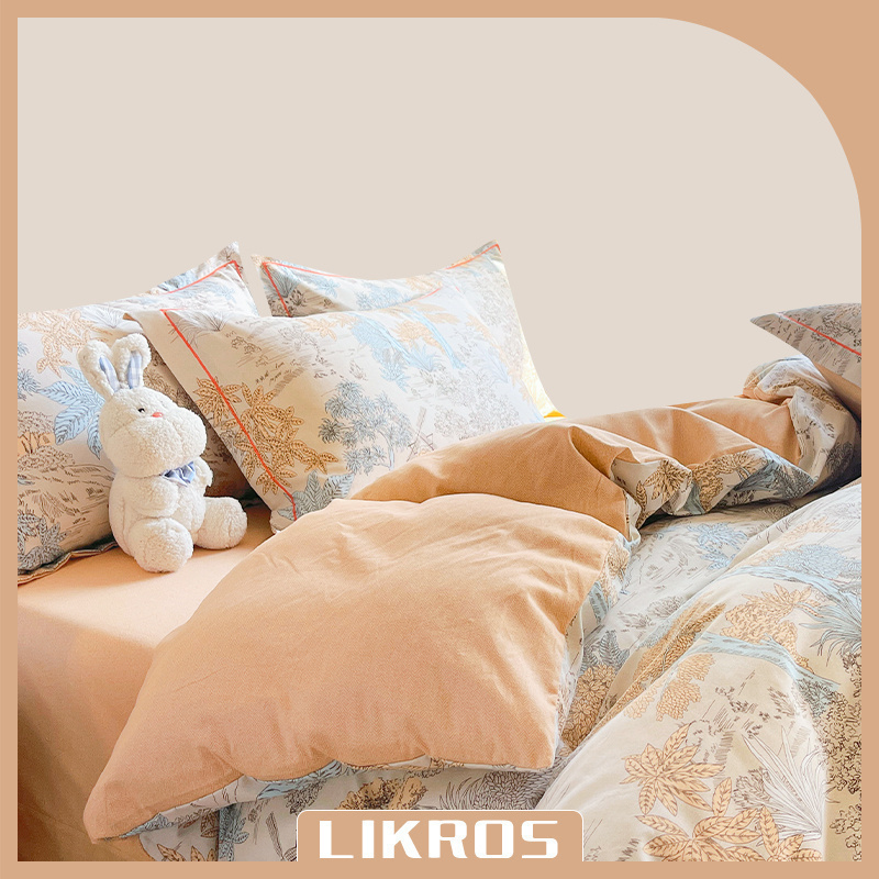 LIKROS 法国新款小清新全棉磨毛印花四件套玛德里床单款床上用品 床上用品 床品套件/四件套/多件套 原图主图