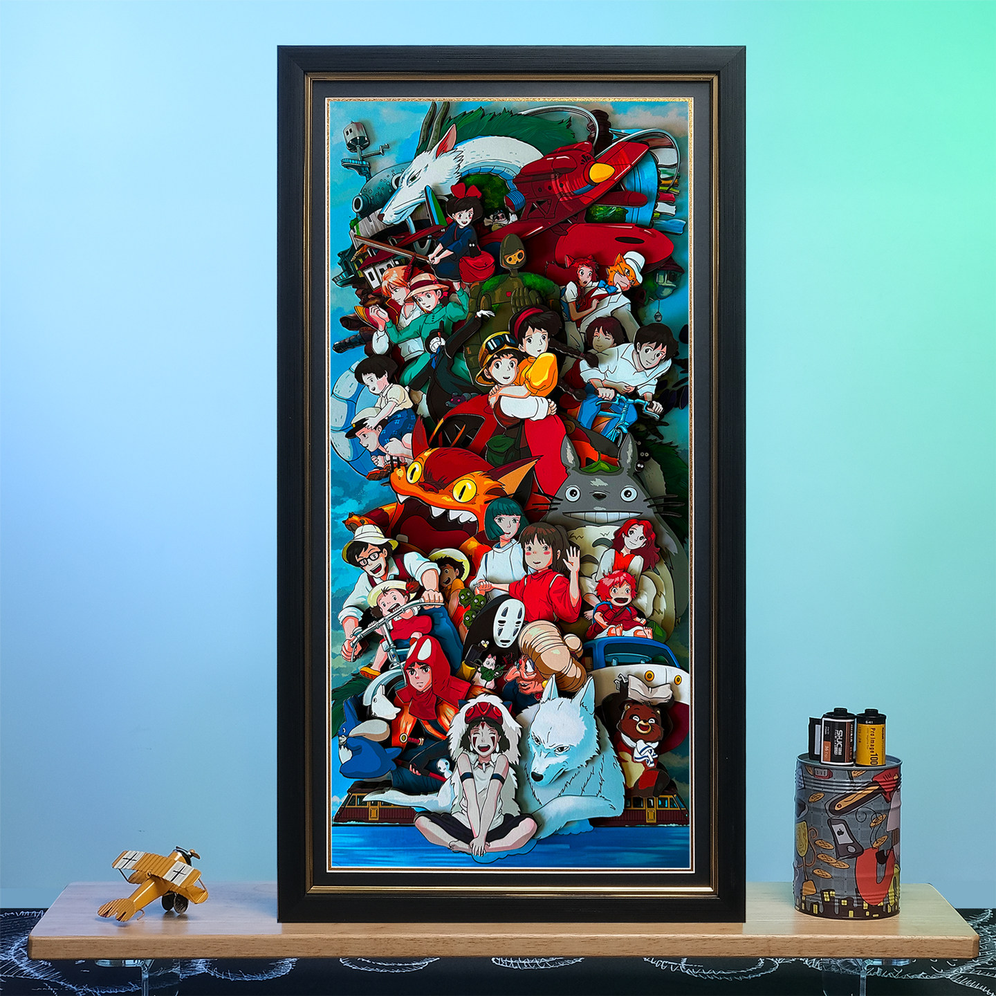 宫崎骏合集3D立体画动漫周边千与千寻龙猫幽灵公主背景装饰画礼物