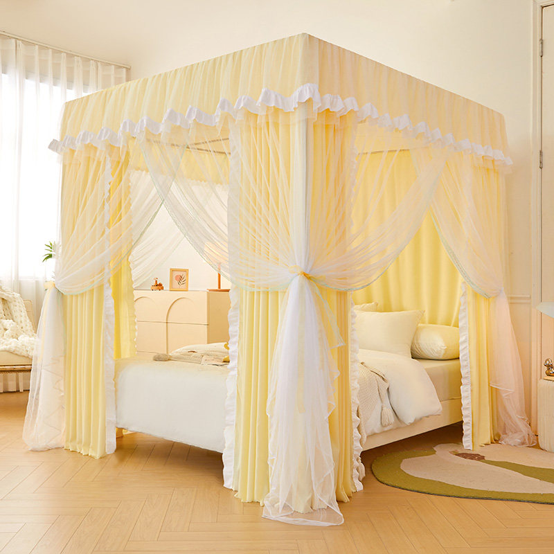 家用卧室蚊帐床帘一体式公主凤遮光防尘床幔加密宫廷式三开门帐纱,床上用品,床幔,淘宝优惠券,粉丝福利购,淘宝优惠卷