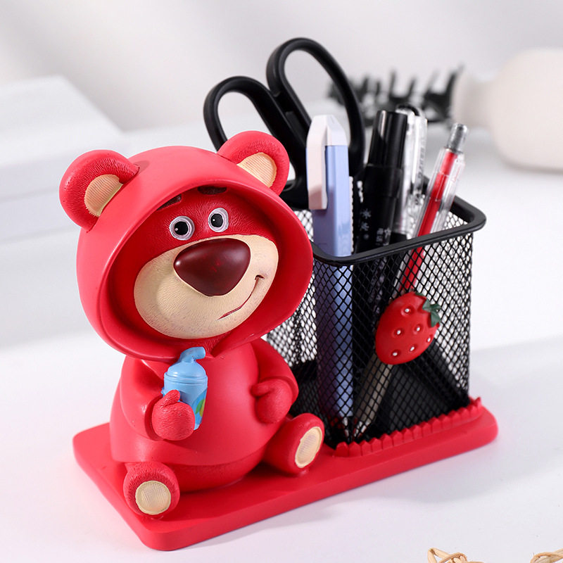 草莓熊笔筒儿童书房收纳摆件送室友十岁女孩生日礼物学习实用女生