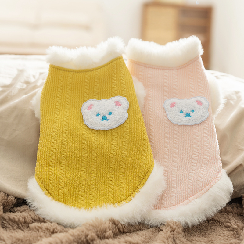 新款猫衣服秋冬保暖马甲可爱小熊加绒加厚棉衣布偶猫幼猫宠物服饰