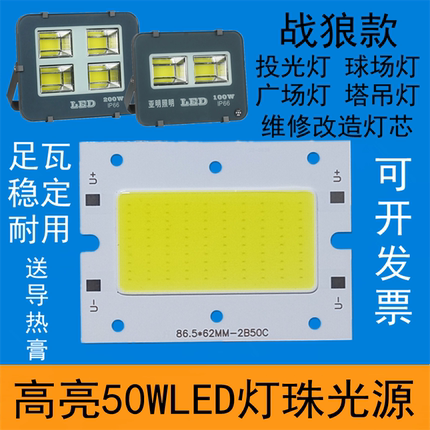 50Wled投光灯灯芯庭院球场灯厂房照明射灯板灯片防水驱动电源配件