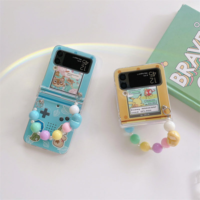 多色游戏机马里奥适用三星zflip5手机壳新款z flip6保护套PC硬壳zflip4小众ZFlip3带手链三件套折叠屏创意