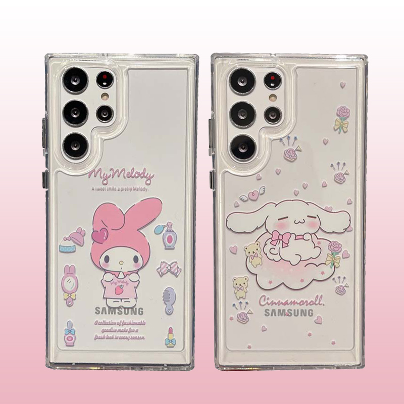ins风可爱美乐蒂玉桂狗少女适用于三星A33/A53/22ultra/S23/S23ultra/S23+/s24/s24ultra手机壳透明防摔软套