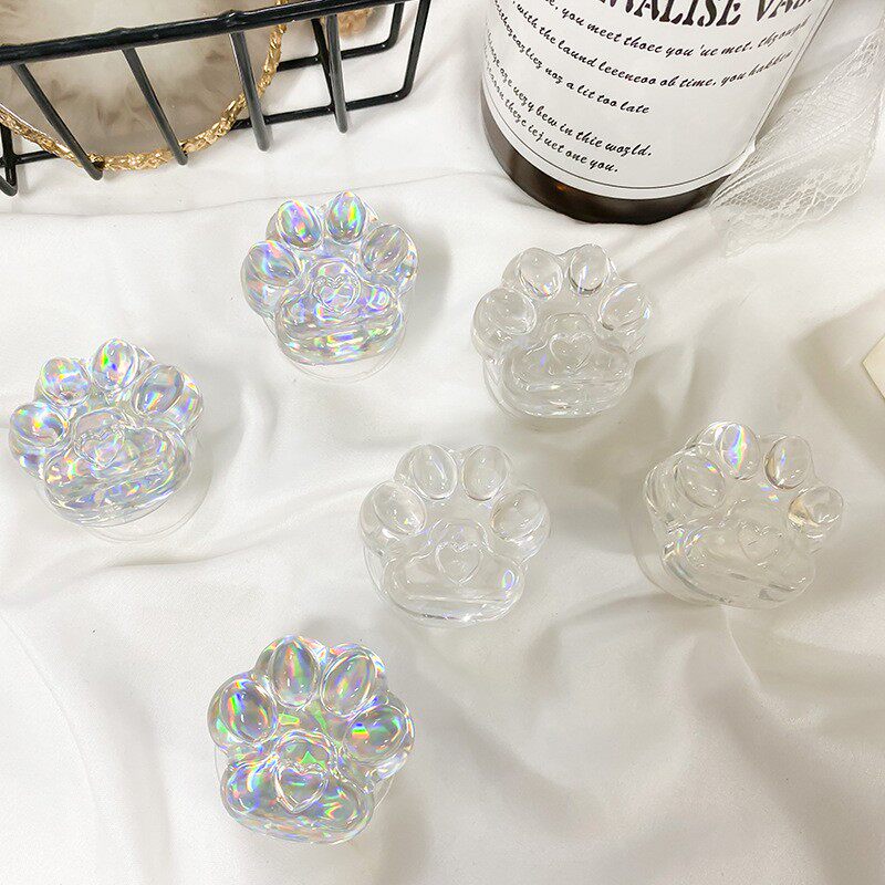 猫爪支撑架镭射透明调节极光可手机支架气囊简约桌面看剧可爱懒人