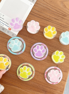 ins风彩色猫爪手机气囊支架韩国ins磁吸可伸缩手机支架背贴新款