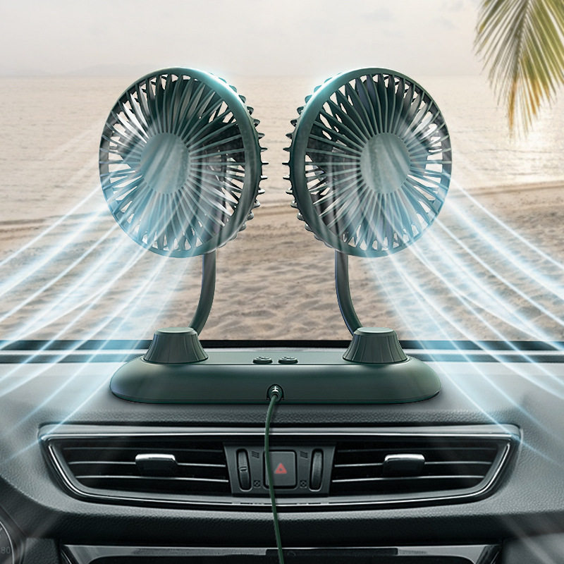 车载usb风扇汽车双头电风扇室内办公软管可调节多功能创意小风扇
