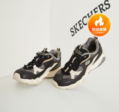 skechers斯凯奇绒里保暖休闲鞋运动鞋老爹鞋加绒熊猫鞋66666313 女鞋 深口单鞋 原图主图