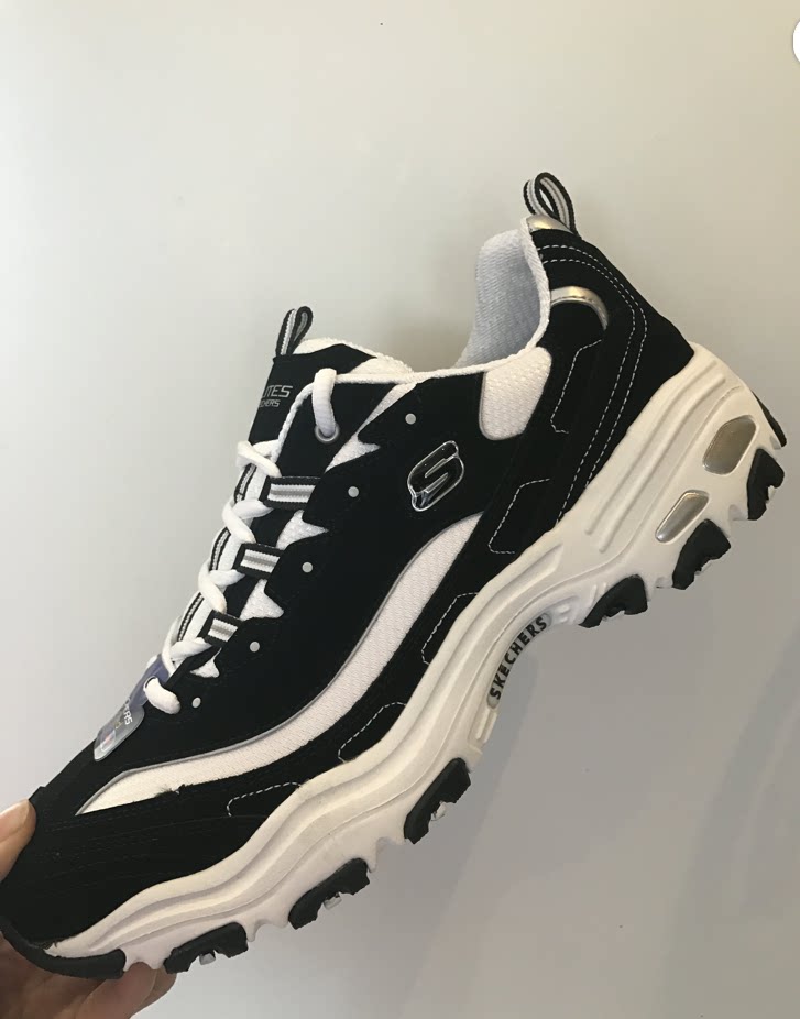 skechers 斯凯奇男黑白经典熊猫鞋增高运动鞋休闲鞋52675 666090