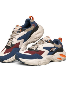 skechers斯凯奇潮酷撞色男鞋舒适老爹鞋厚底舒适运动休闲鞋237236