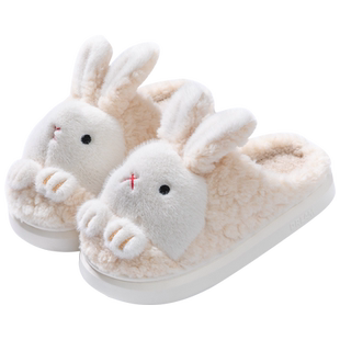 棉拖鞋女冬可爱卡通兔子家居室内厚底防滑保暖毛绒学生办公室家用