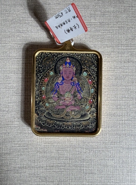 青海热贡纯手绘小唐卡夏吾尖措大师手绘长寿佛