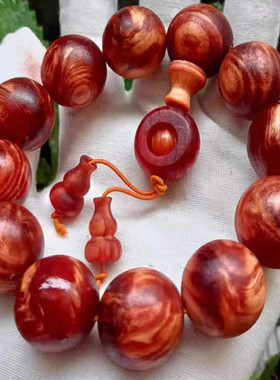 琥珀木手串全透光松明子东北沉香血龙木满油佛珠檀木男女文玩手链