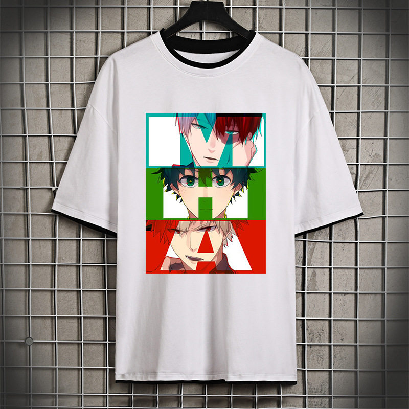 我的英雄学院绿谷出久动漫周边男女时尚大码短t棉t恤汗衫夏装新款