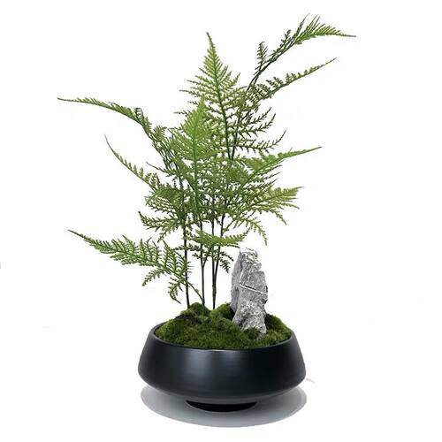 现代新中式仿真永生苔藓花艺套装售楼部会所洽谈桌茶几软装摆件
