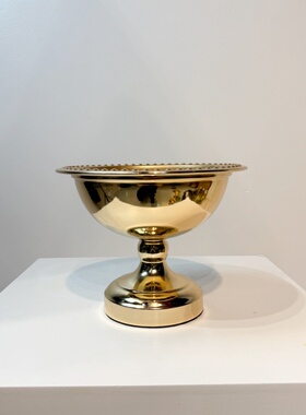 欧式水果盘婚庆宴会插花摆件  金色银色玻璃花器果盘糖果盘工艺品