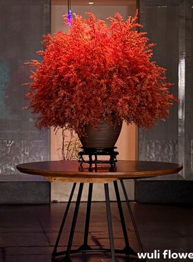 红色大堂花仿真花艺摆件  酒店会所售楼处玄关茶室软装饰品摆件