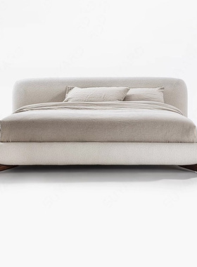 porada意式极简现代简约高端原版羊羔绒布艺软包双人床网红设计师