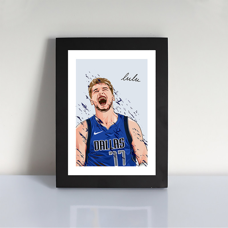 东契奇艺术插画木头相框独行侠球迷周边海报照片墙挂墙桌摆件礼物