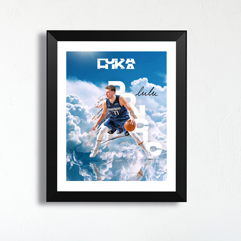 独行侠东契奇东77号插画相框艺术海报画周边礼物宿舍桌摆件照片墙