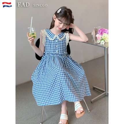 法国FAD SINCGO女童夏连衣裙洋气童装小女孩独特漂亮裙子公主裙