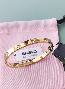 欧美风不退色 K家新款简约版椭圆镀18K 手镯手环气质高级男女经典