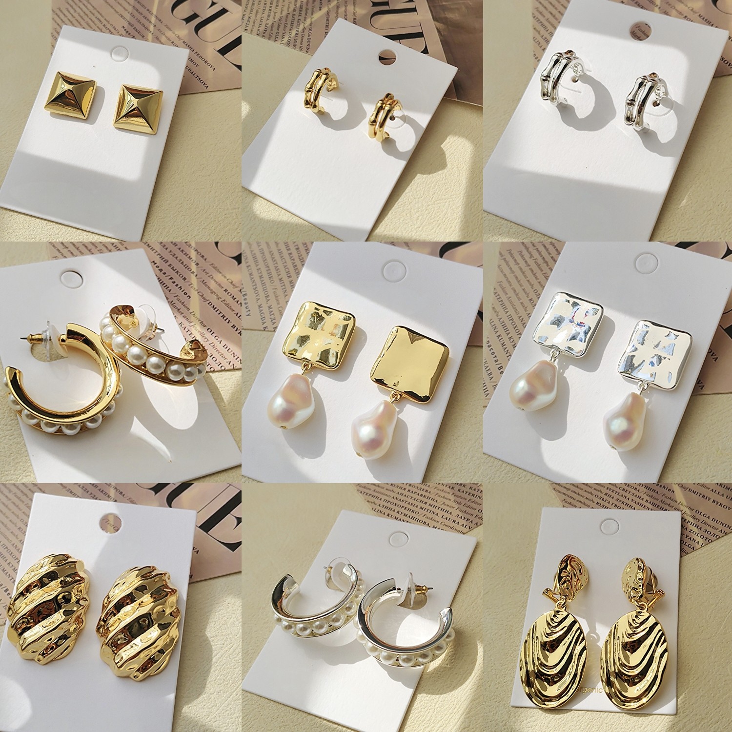 欧美外贸出口夸张镀金镀银个性气质百搭网红时尚简约耳饰耳环女