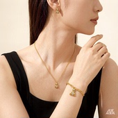 欧美余量小熊吊坠项链耳钉手链三件套可爱甜美气质套装 女