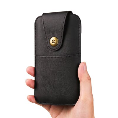 6.5/7.2寸适用于oppoa11真皮套手机包vivoZ5华为荣耀9x腰包穿皮带