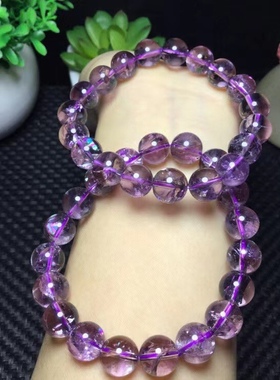 天然水晶手链单圈紫色水晶原石