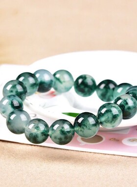 天然水草玛瑙手链单圈生日礼物