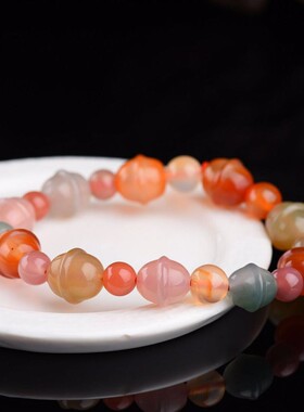 盐源玛瑙玉石文玩铃铛独创风手串