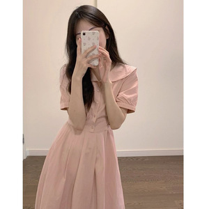 茶歇法式温柔风收腰显瘦连衣裙女夏季新款小众气质甜美减龄中长裙