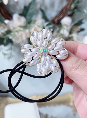 百搭网红款气质发圈甜美花朵造型超仙丸子头马尾扎头发绳发饰1061